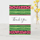 かわいいスイカ柄ピンク&グリーンありがとう カード (黄色い花)