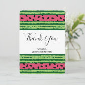 かわいいスイカ柄ピンク&グリーンありがとう サンキューカード (スタンド正面)
