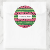 かわいいスイカ柄ピンク&グリーンありがとう ラウンドシール (バッグ)