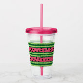 かわいいスイカ柄ピンク&グリーン アクリルタンブラー (正面)