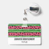 かわいいスイカ柄ピンク&グリーン バッジ (裏面（伸縮クリップ）)