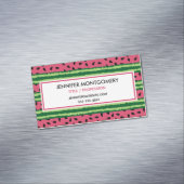 かわいいスイカ柄ピンク&グリーン マグネット名刺 (インサイチュ)