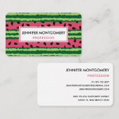 かわいいスイカ柄ピンク&グリーン 名刺 (正面/裏面)