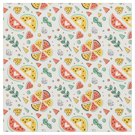 かわいいスイカ綿織物 ファブリック (クローズアップ)