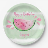 かわいいスイカ誕生日パーティー ペーパープレート (正面)