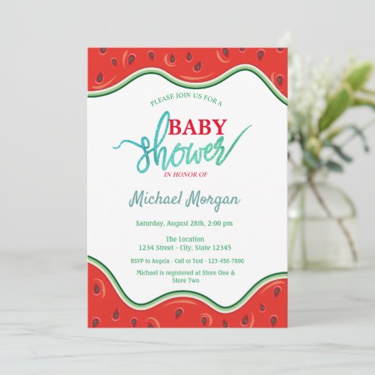 かわいいスイカ赤ちゃんシャワー 招待状 (スタンド正面)