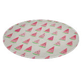 かわいいスイカ：シームレスな水色パターン。 カッティングボード (角)