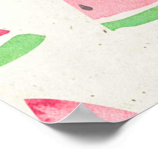 かわいいスイカ:シームレスな水色パターン。 ポスター (角)