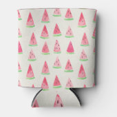 かわいいスイカ:シームレスな水色パターン。 缶クーラー (正面)