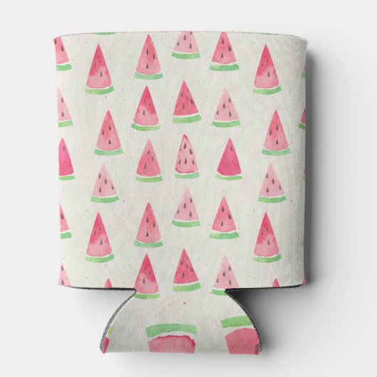 かわいいスイカ:シームレスな水色パターン。 缶クーラー (裏面)