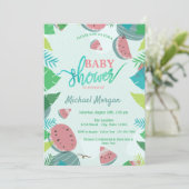 かわいいスイカ、トロピカルリーフのベビーシャワー 招待状 (スタンド正面)