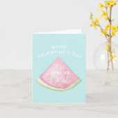 かわいいスイカ　誰かと一緒に甘いバレンタイン カード (黄色い花)