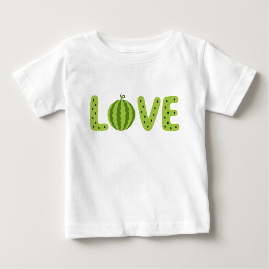 かわいいスイカLOVE子供Tシャツ ベビーTシャツ (正面)