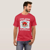 かわいいスイカLOVE JAPANかわいい夏の果物 Tシャツ (正面フル)