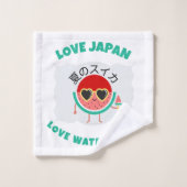 かわいいスイカLOVE JAPANキュートな夏の果物 バスタオルセット (ウォッシュタオル)