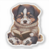 かわいいスイス山岳犬の読書愛好家 シール (正面)