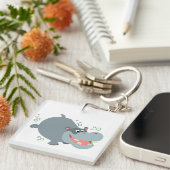 かわいいスイミングカートカバHippoアクリルキーチェーン キーホルダー (正面右)