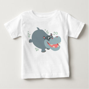 かわいいスイミングカートンカバベビーTシャツ ベビーTシャツ