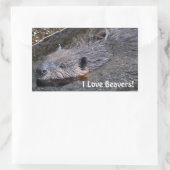 かわいいスイミングワイルドビーバー野生生物写真 長方形シール (バッグ)