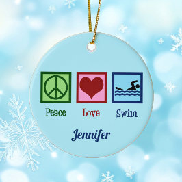 かわいいスイミング – ピースラブ泳ぐ セラミックオーナメント