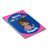 かわいいスイムチームアフリカンアメリカンカスタムガール ノートブック (右側)