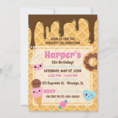 かわいいスイーツかわいい誕生会 招待状 (正面)