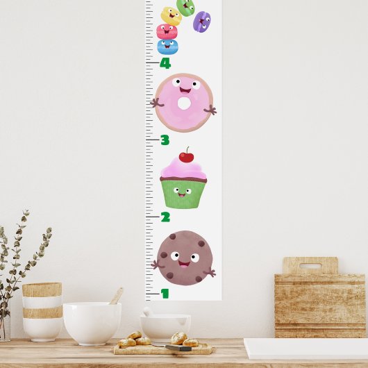 かわいいスイーツは漫画の成長チャートを扱う ポスター (キッチン)