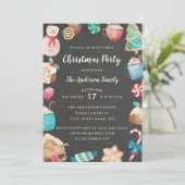 かわいいスイーツウォーターカラークリスマスパーティの招待状 招待状 (スタンド正面)