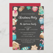 かわいいスイーツウォーターカラークリスマスパーティの招待状 招待状 (正面/裏面)