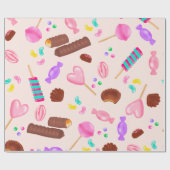 かわいいスイーツキャンディイラストレーション子供の誕生日パーティー ラッピングペーパー (フラット)