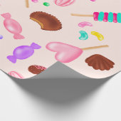 かわいいスイーツキャンディイラストレーション子供の誕生日パーティー ラッピングペーパー (角)