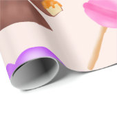 かわいいスイーツキャンディイラストレーション子供の誕生日パーティー ラッピングペーパー (ロールコーナー)