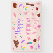 かわいいスイーツキャンディイラストレーション子供の誕生日パーティー 横断幕 (縦)