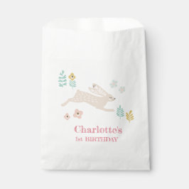 かわいいスイートウサギ動物 1歳の誕生日パーティー フェイバーバッグ