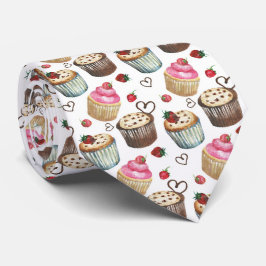 かわいいスイートショップカップケーキベリーパターンタイ ネクタイ