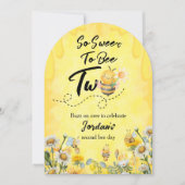 かわいいスイートツービー ワイルドフラワー 1歳の誕生日 招待状 (正面)