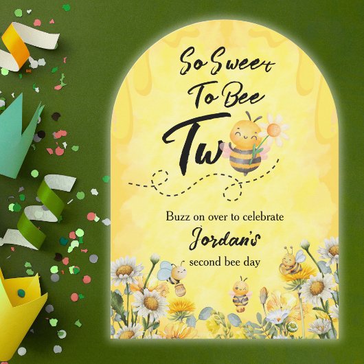 かわいいスイートツービー ワイルドフラワー 1歳の誕生日 招待状