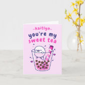 かわいいスイートティーバディジー バレンタインデー カード (黄色い花)