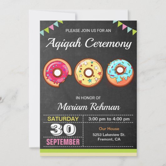 かわいいスイートドーナッツアクエカ | アキカ式 招待状 (正面)