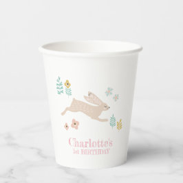 かわいいスイートバニーうさぎ動物1歳誕生日パーティー 紙コップ