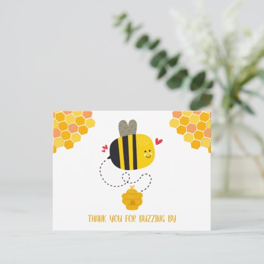 かわいいスイートビーでブザーをありがとう誕生日 ポストカード (スタンド正面)