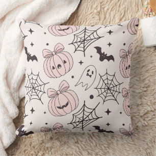 かわいいスイートピンクのスプーキー・ハロウィンパターン クッション