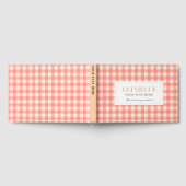 かわいいスイートピンクの桃色のギンガムチェックパーティー ゲストブック (全面)