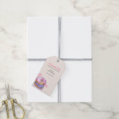 かわいいスイートピンクドーナツガールお誕生日ありがとう ギフトタグ (より糸付き)