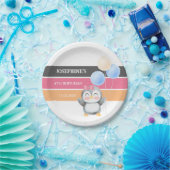 かわいいスイートペンギンバルーンガール誕生日 ペーパープレート (パーティー)