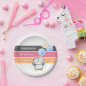 かわいいスイートペンギンバルーンガール誕生日 ペーパープレート (パーティー)