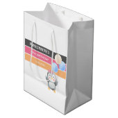 かわいいスイートペンギンバルーンガール誕生日 ミディアムペーパーバッグ (正面アングル)