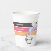 かわいいスイートペンギンバルーンガール誕生日 紙コップ (裏面)