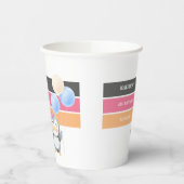 かわいいスイートペンギンバルーンガール誕生日 紙コップ (左)