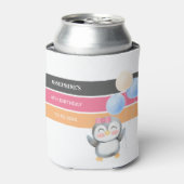 かわいいスイートペンギンバルーンガール誕生日 缶クーラー (缶正面)
